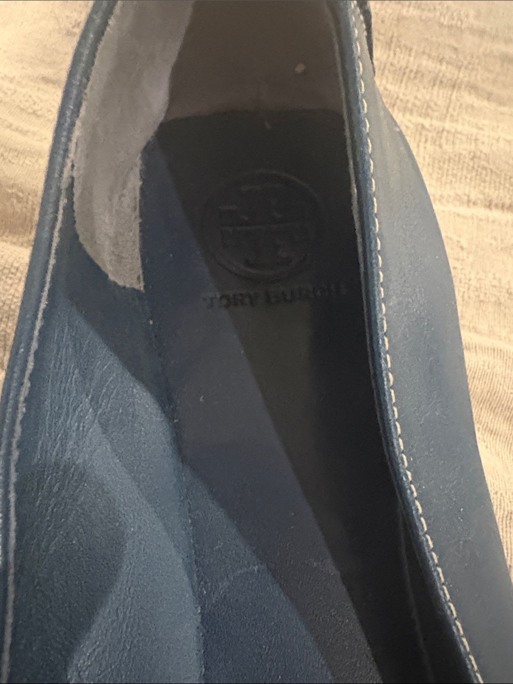 Tory Burch Blue Leather Logo Ballet Flats 8.5 - Picture 4 of 10